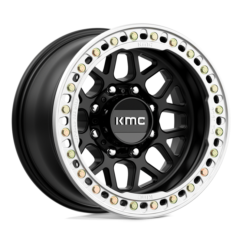 KMC Wheels - KM235 GRENADE CRAWL BEADLOCK - Black - SATIN BLACK - 17" x 9", -38 Offset, 8x165.1 (Bolt Pattern), 125.1mm HUB