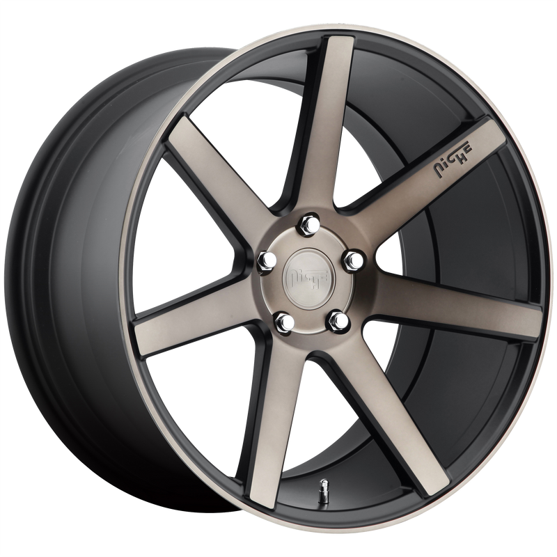 Niche - M150 VERONA - Gunmetal - MATTE BLACK MACHINED - 20" x 9", 25 Offset, 5x114.3 (Bolt Pattern), 72.56mm HUB
