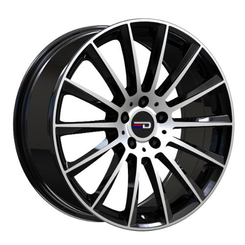 Euro Design - Sacco - Black - Gloss Black Machined - 19" x 8.5", 32 Offset, 5x112 (Bolt Pattern), 66.6mm HUB