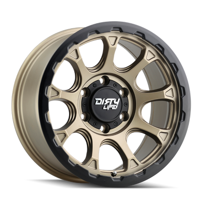 Dirty Life - DRIFTER - Gold - MATTE GOLD WITH MATTE BLACK LIP - 17" x 8.5", -6 Offset, 6x139.7 (Bolt Pattern), 106mm HUB