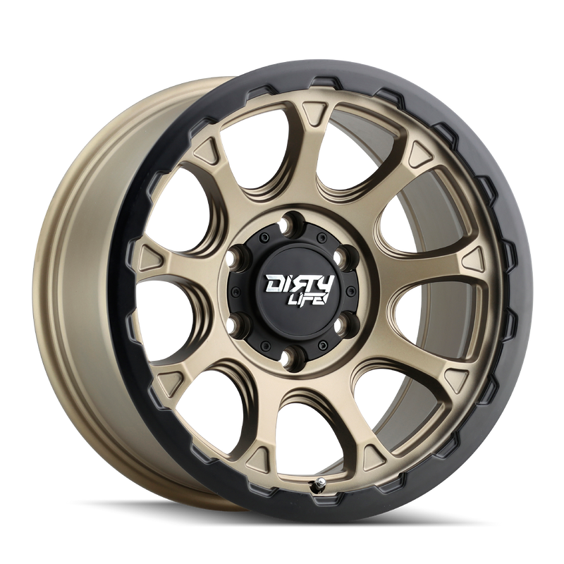 Dirty Life - DRIFTER - Gold - MATTE GOLD WITH MATTE BLACK LIP - 17" x 8.5", -6 Offset, 6x139.7 (Bolt Pattern), 106mm HUB