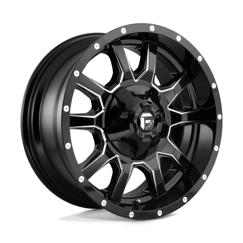 Fuel - D627 VANDAL - Black - GLOSS BLACK MILLED - 20" x 9", 20 Offset, 8x180 (Bolt Pattern), 124.2mm HUB
