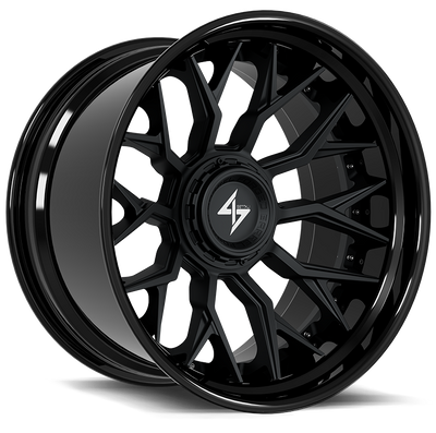Sentali - BFX2 - Black - Gloss Black Lip / Matte Black Centre - 24" x 14", -76 Offset, 8x165.1/170 (Bolt pattern), 125.20mm HUB