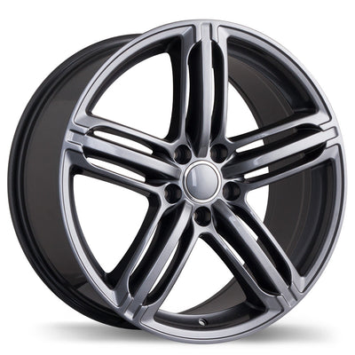 Replika - R133A - Gunmetal - Gloss Gunmetal - 17" x 8", 45 Offset, 5x112 (Bolt Pattern), 66.5mm HUB