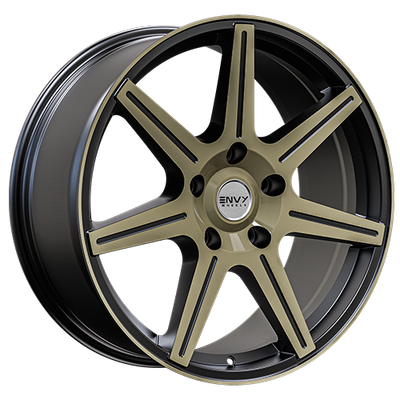 Envy Wheels - ELITE - Black - BLACK WITH BRUSHED TITANIUM GREY FACE - 20" x 8.5", 35 Offset, 5x127 (Bolt Pattern), 71.5mm HUB