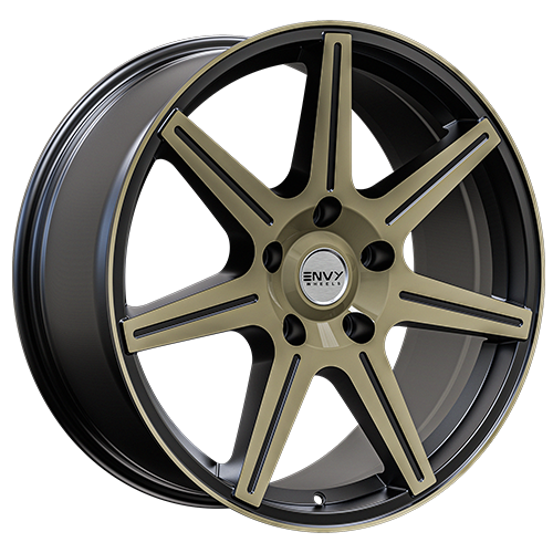 Envy Wheels - ELITE - Black - BLACK WITH BRUSHED TITANIUM GREY FACE - 20" x 8.5", 35 Offset, 5x127 (Bolt Pattern), 71.5mm HUB