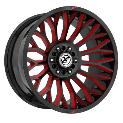 XF Off-Road - XF-237 - Black - Gloss Black Milled Red - 22" x 12", -44 Offset, 8x170/180 (Bolt pattern), 125.2mm HUB