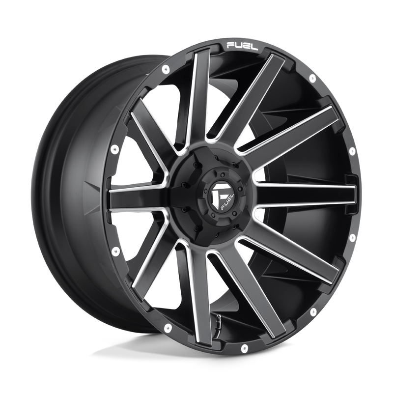 Fuel - D616 CONTRA - Black - MATTE BLACK MILLED - 20" x 9", 1 Offset, 8x180 (Bolt Pattern), 124.2mm HUB