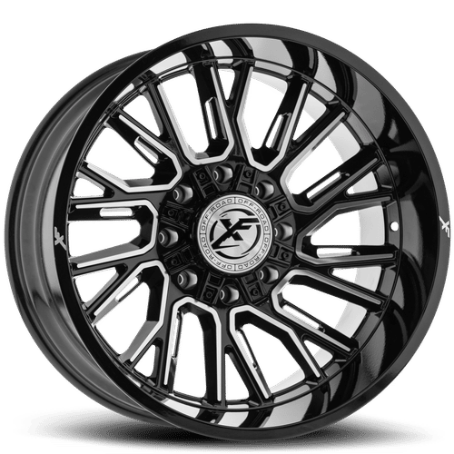 XF Off-Road - XF-230 - Black - Gloss Black Milled - 22" x 12", -44 Offset, 5x127/139.7 (Bolt pattern), 78.1mm HUB