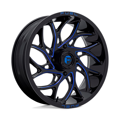Fuel UTV - D778 RUNNER UTV - Black - GLOSS BLACK MILLED CANDY BLUE - 20" x 7", 13 Offset, 4x156 (Bolt Pattern), 132mm HUB
