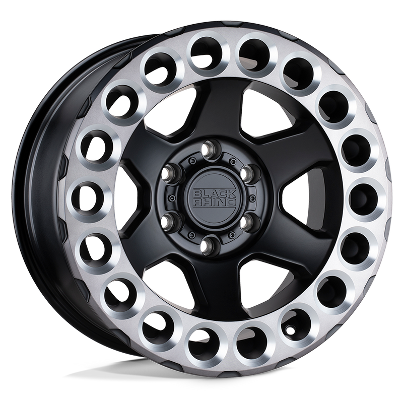 Black Rhino - ODESSA - Black - Matte Black with Machined Tint Lip & Milled Rings - 18" x 9.5", 2 Offset, 5x127 (Bolt Pattern), 71.5mm HUB