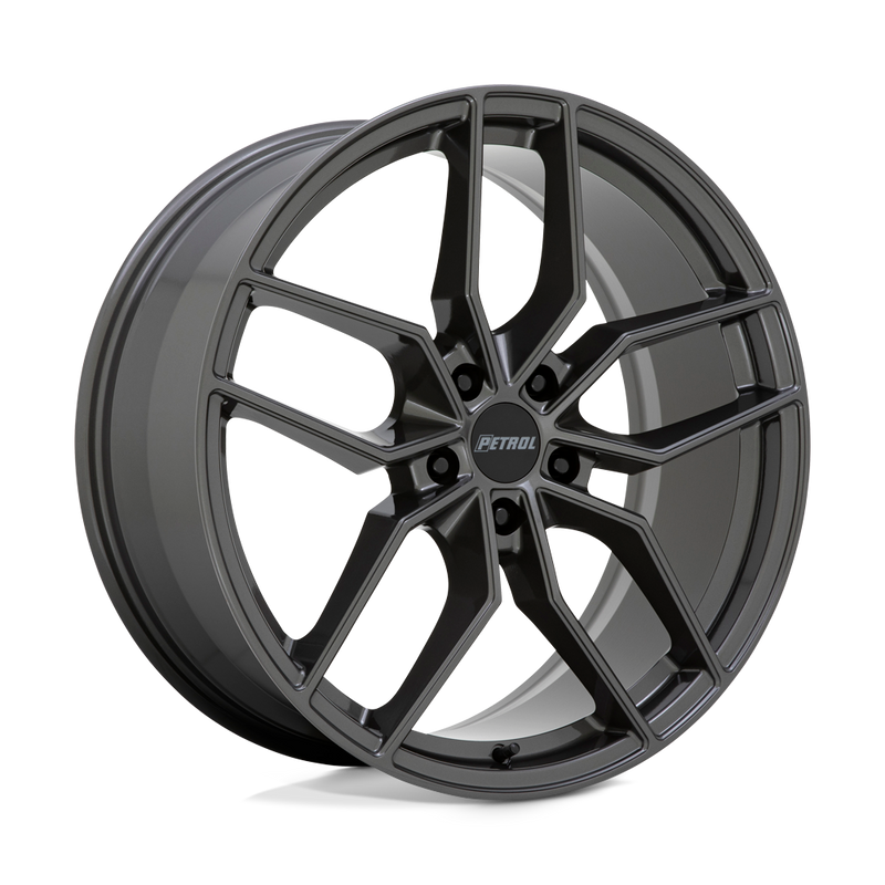 Petrol Wheels - P5C - Gunmetal - GLOSS GUNMETAL - 18" x 8", 35 Offset, 5x120 (Bolt Pattern), 76.1mm HUB