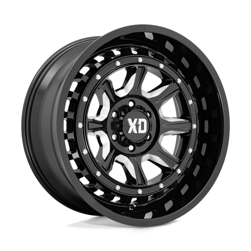 XD Series - XD866 OUTLANDER - Black - GLOSS BLACK MILLED - 20" x 10", -18 Offset, 8x170 (Bolt Pattern), 125.1mm HUB