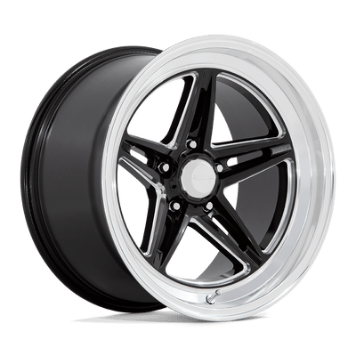 American Racing Vintage - VN514 GROOVE - Black - GLOSS BLACK MILLED WITH DIAMOND CUT LIP - 18" x 8", 0 Offset, 5x127 (Bolt Pattern), 78.1mm HUB