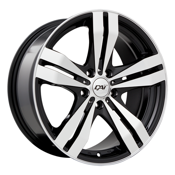 Dai Alloys - Target - Black - Gloss Black - Machined Face - 17" x 7.5", 42 Offset, 5x114.3 (Bolt Pattern), 73.1mm HUB