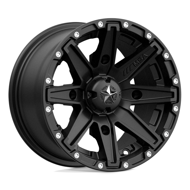 MSA Offroad Wheels - M33 CLUTCH - Black - SATIN BLACK - 12" x 7", 10 Offset, 4x110 (Bolt Pattern), 86mm HUB