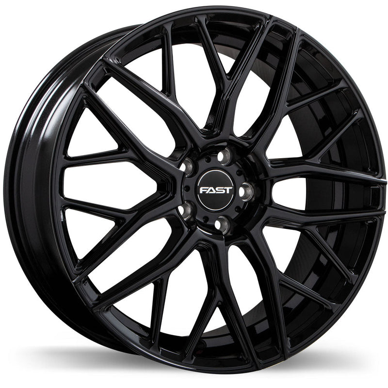 Fast Wheels - Vybz - Black - Gloss Black - 19" x 8.5", 40 Offset, 5x108 (Bolt Pattern), 72.6mm HUB