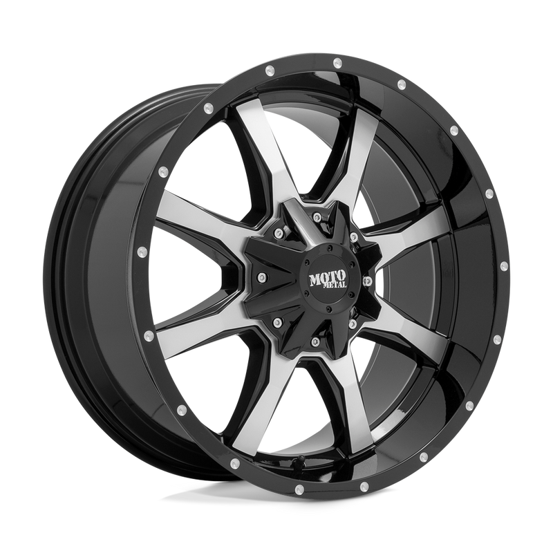 Moto Metal - MO970 - Black - GLOSS BLACK MACHINED FACE - 17" x 9", -12 Offset, 8x170 (Bolt Pattern), 125.1mm HUB