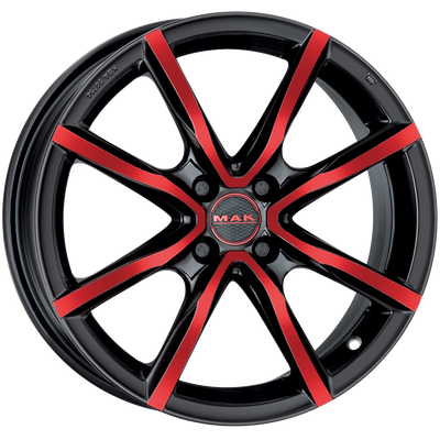 Mak Wheels - MILANO4 - BLACK AND RED - 16" x 6.5", 25 Offset, 4x108 (Bolt Pattern), 65.1mm HUB