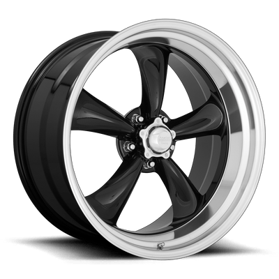 American Racing Vintage - VN315 TORQ THRUST II 1 PC - Black - GLOSS BLACK MACHINED LIP - 22" x 9", 15 Offset, 5x139.7 (Bolt Pattern), 87.1mm HUB
