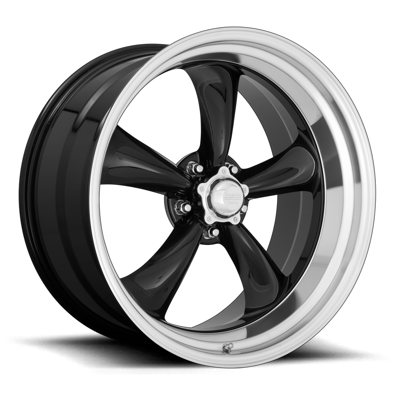 American Racing Vintage - VN315 TORQ THRUST II 1 PC - Black - GLOSS BLACK MACHINED LIP - 22" x 9", 15 Offset, 5x139.7 (Bolt Pattern), 87.1mm HUB