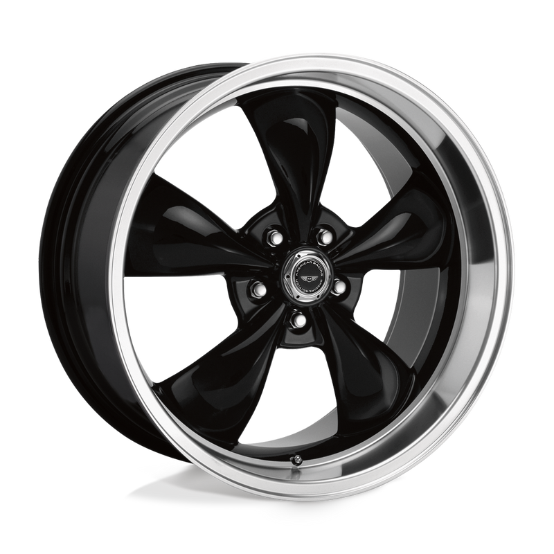 American Racing - AR105 TORQ THRUST M - Black - GLOSS BLACK MACHINED LIP - 18" x 8", 0 Offset, 5x120.65 (Bolt Pattern), 72.6mm HUB