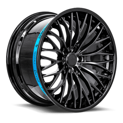 Sentali - SB1 - Black - Gloss Black Lip / Matte Black Centre - 22" x 9.5", 35 Offset, 5x127 (Bolt pattern), 71.6mm HUB