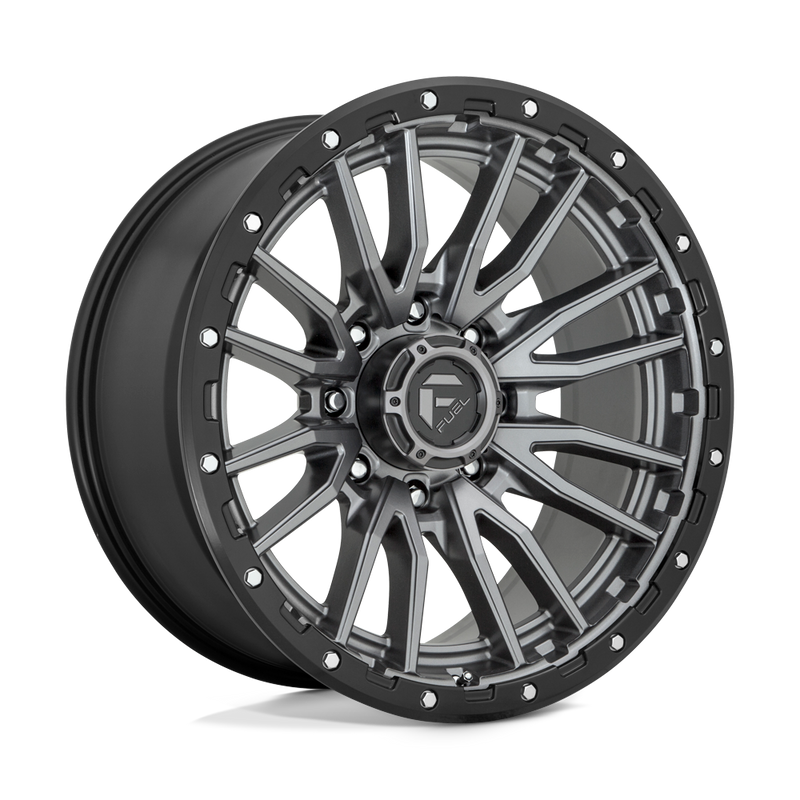 Fuel - D680 REBEL - Gunmetal - MATTE GUN METAL BLACK BEAD RING - 22" x 10", -18 Offset, 8x180 (Bolt Pattern), 124.2mm HUB