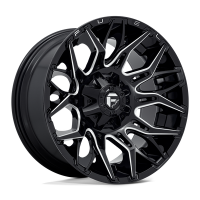 Fuel - D769 TWITCH - Black - GLOSSY BLACK MILLED - 20" x 10", -18 Offset, 6x135/139.7 (Bolt Pattern), 106.1mm HUB