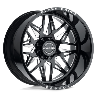 Black Rhino - TWISTER - Black - Gloss Black with Milled Spokes - 24" x 14", -76 Offset, 8x165.1 (Bolt Pattern), 122.4mm HUB
