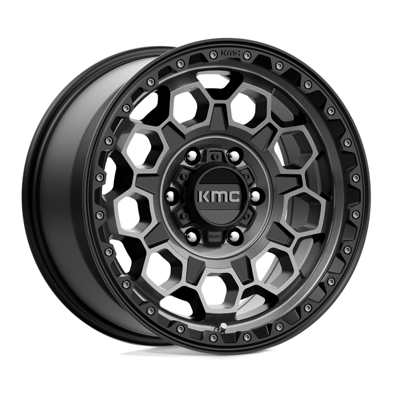 KMC Wheels - KM545 TREK - Black - SATIN BLACK WITH GRAY TINT - 17" x 9", 18 Offset, 6x139.7 (Bolt Pattern), 106.1mm HUB