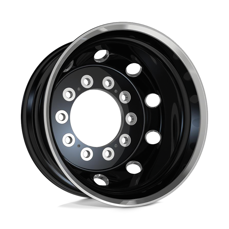 ATX - AO404 JOURNEY - Black - GLOSSY BLACK WITH POLISHED LIP OUTER - 22.5" x 8.25", -168 Offset, 10x285.75 (Bolt Pattern), 220.1mm HUB