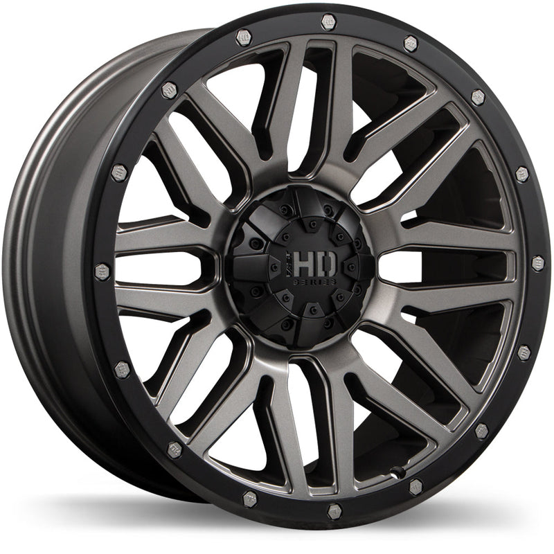 Fast HD - Menace - Gunmetal - Satin Gunmetal with Black Trim - 18" x 9", 15 Offset, 6x135/139.7 (Bolt Pattern), 106.1mm HUB