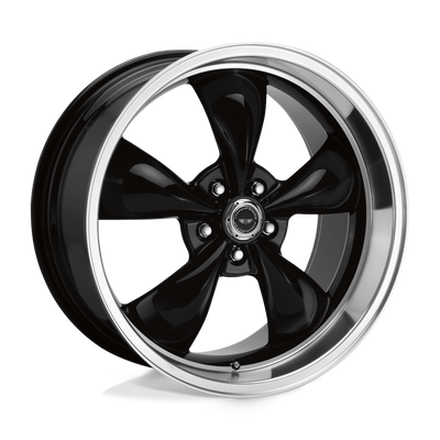 American Racing - AR105 TORQ THRUST M - Black - GLOSS BLACK MACHINED LIP - 18" x 8", 0 Offset, 5x127 (Bolt Pattern), 78.1mm HUB