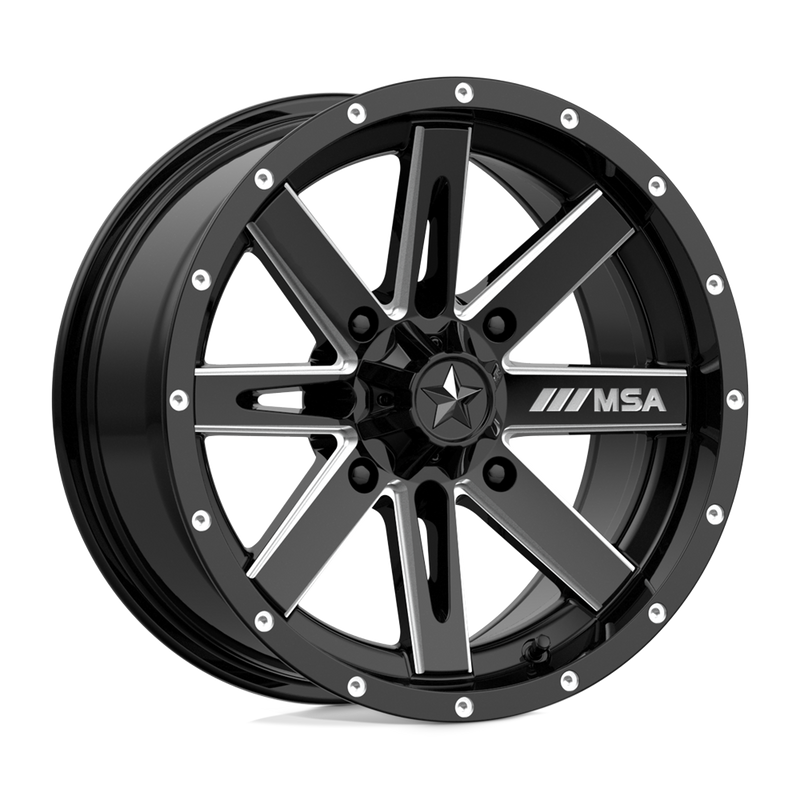 MSA Offroad Wheels - M41 BOXER - Black - GLOSS BLACK MILLED - 15" x 7", 10 Offset, 4x156 (Bolt Pattern), 132mm HUB