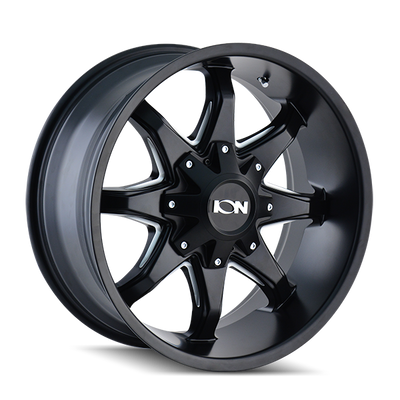 Ion Alloy - 181 - Black - SATIN BLACK - 17" x 9", 18 Offset, 8x165.1/170 (Bolt Pattern), 130.8mm HUB