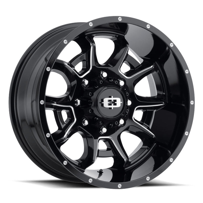 Vision Wheel Off-Road - 415 BOMB - Black - Gloss Black Milled Spoke - 20" x 12", -51 Offset, 5x127 (Bolt Pattern), 78.1mm HUB