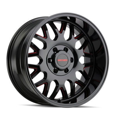 Mayhem - TRIPWIRE - Black - BLACK WITH PRISM RED - 20" x 10", -19 Offset, 6x135/139.7 (Bolt Pattern), 106mm HUB