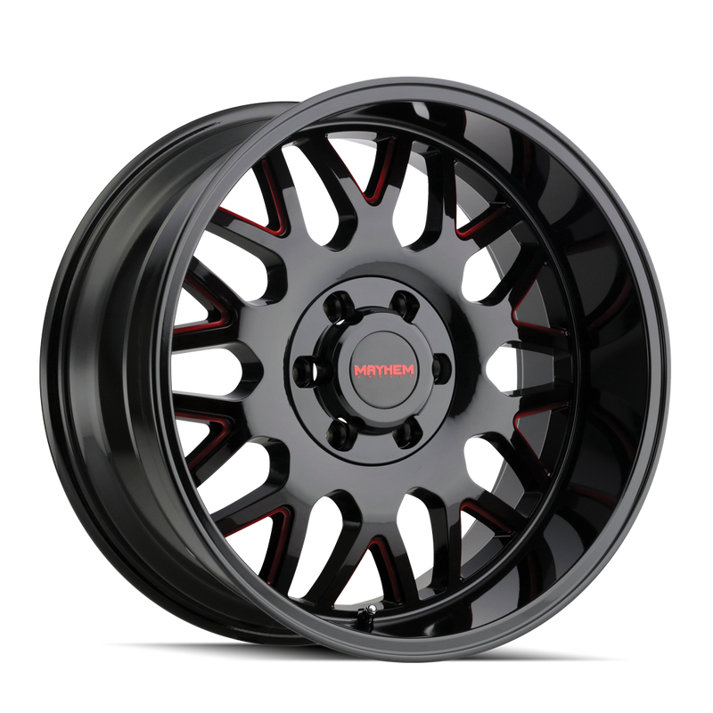 Mayhem - TRIPWIRE - Black - BLACK WITH PRISM RED - 20" x 10", -19 Offset, 6x135/139.7 (Bolt Pattern), 106mm HUB