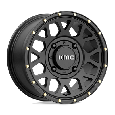 KMC Powersports - KS135 GRENADE - Black - SATIN BLACK - 14" x 7", 38 Offset, 4x156 (Bolt Pattern), 132mm HUB
