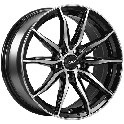 Dai Alloys - Frantic - Black - Gloss Black - Machined Face - 16" x 7", 39 Offset, 5x114.3 (Bolt Pattern), 67.1mm HUB
