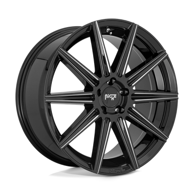 Niche - M243 TIFOSI - Black - GLOSS BLACK MILLED - 20" x 10.5", 40 Offset, 5x112 (Bolt Pattern), 66.6mm HUB