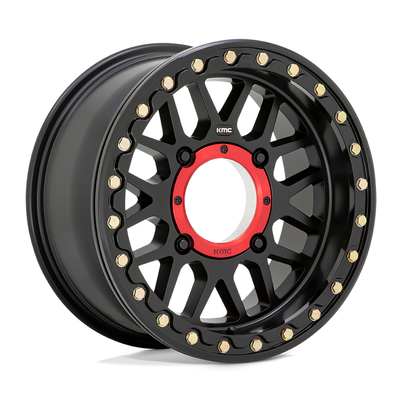 KMC Powersports - KS235 GRENADE BEADLOCK - Black - SATIN BLACK - 15" x 7", 10 Offset, 4x110 (Bolt Pattern), 86mm HUB