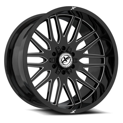 XF Off-Road - XF-219 - Black - Gloss Black Milled - 20" x 9", 12 Offset, 8x165.1/170 (Bolt pattern), 125.2mm HUB