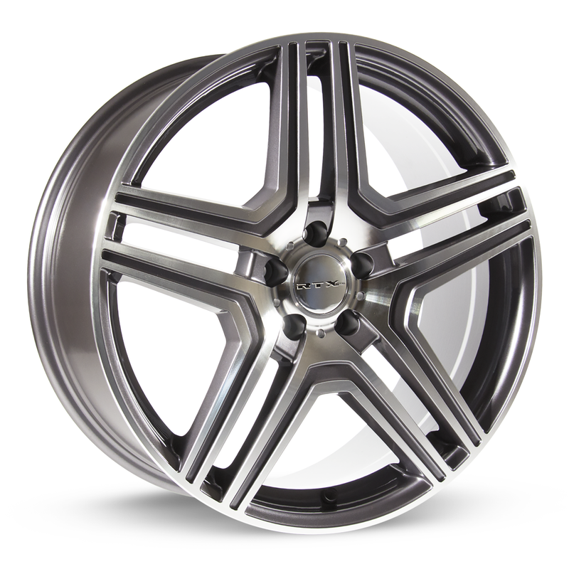 RTX Wheels - Rhine - Gunmetal - Gunmetal Machined - 19" x 8.5", 45 Offset, 5x112 (Bolt Pattern), 66.6mm HUB