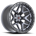 Vortek Offroad - VRT-603 - Gunmetal - Matte Titanium with Black Bead Ring - 17" x 9", 12 Offset, 6x135/139.7 (Bolt pattern), 106.10mm HUB