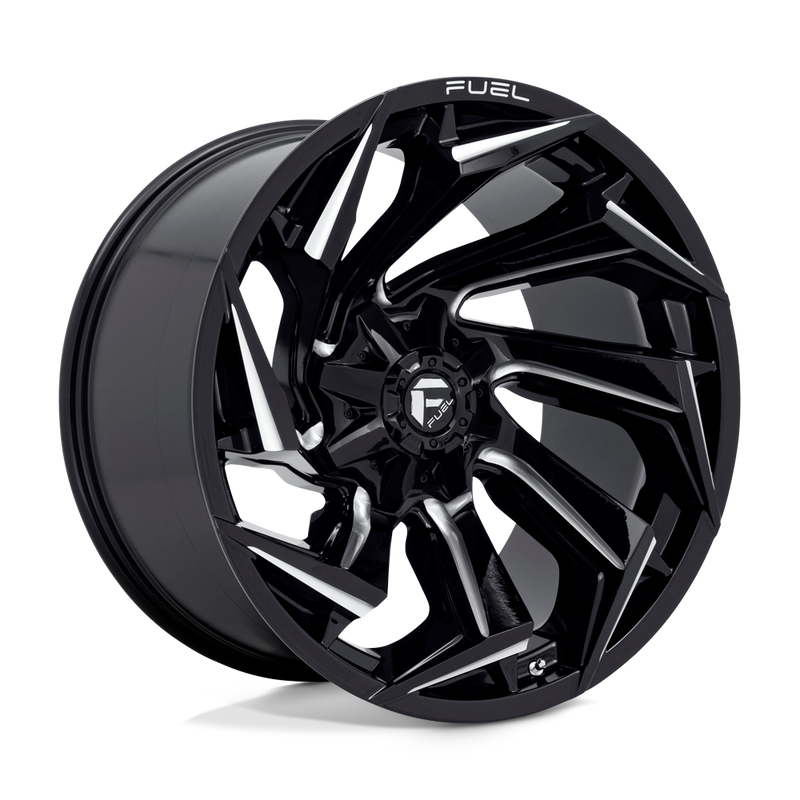 Fuel - D753 REACTION - Black - GLOSS BLACK MILLED - 22" x 12", -44 Offset, 8x170 (Bolt Pattern), 125.1mm HUB
