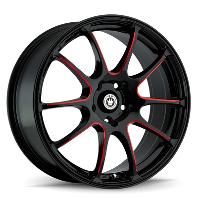 Konig - Illusion - Black - Black/Ball Cut Red - 17" x 7", 40 Offset, 5x114.3 (Bolt Pattern), 73.1mm HUB