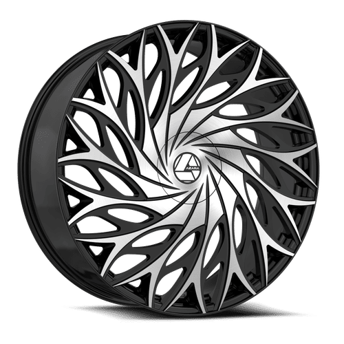 Azara - AZA-525 - Black - Gloss Black Machined - 24" x 9", 22 Offset, 6x135/139.7 (Bolt pattern), 87.1mm HUB