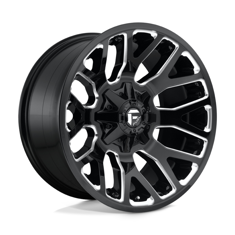 Fuel - D623 WARRIOR - Black - GLOSS BLACK MILLED - 20" x 10", -18 Offset, 6x135/139.7 (Bolt Pattern), 106.1mm HUB